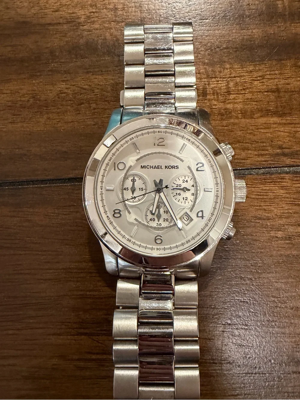 Michael Kors Silver-Tone Men's Chronograph Bracelet Watch